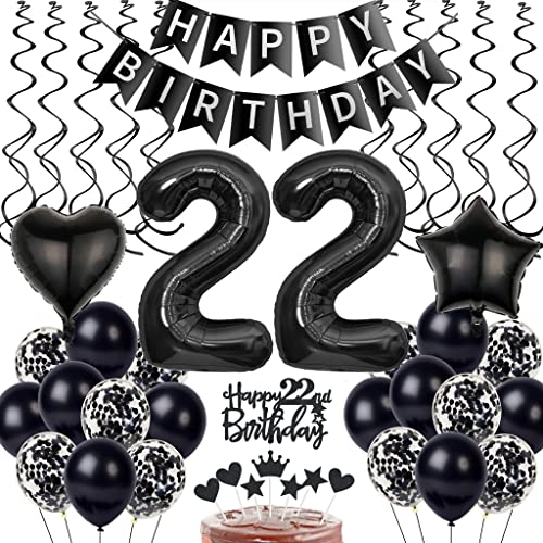 Schwarz 22. Geburtstag Dekoration, Luftballon 22. Geburtstag Deko, Schwarz Tortendeko 22 Jahre Mann, Deko 22. Manner Frau, Deko 22. Ballons Schwarz 22. Geburtstag Dekoration, Luftballon 22. Geburtstag Deko, Schwarz Tortendeko 22 Jahre Mann, Deko 22. Manner Frau, Deko 22. Ballons von Yishamei
