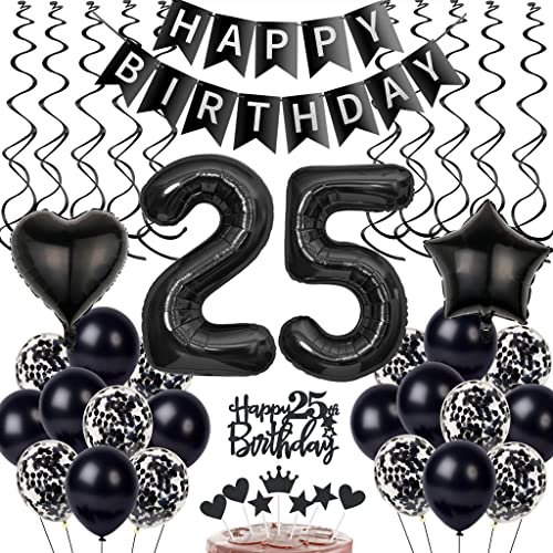 Schwarz 25. Geburtstag Dekoration, Luftballon 25. Geburtstag Deko, Schwarz Tortendeko 25 Jahre Mann, Deko 25. Manner Frau, Deko 25. Ballons Schwarz 25. Geburtstag Dekoration, Luftballon 25. Geburtstag Deko, Schwarz Tortendeko 25 Jahre Mann, Deko 25. Manner Frau, Deko 25. Ballons von Yishamei