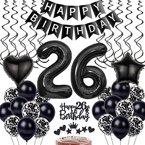 Schwarz 26. Geburtstag Dekoration, Luftballon 26. Geburtstag Deko, Schwarz Tortendeko 26 Jahre Mann, Deko 26. Manner Frau, Deko 26. Ballons Schwarz 26. Geburtstag Dekoration, Luftballon 26. Geburtstag Deko, Schwarz Tortendeko 26 Jahre Mann, Deko 26. Manner Frau, Deko 26. Ballons von Yishamei