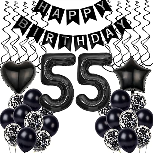 Schwarz 55. Geburtstag Dekoration, Luftballon 55. Geburtstag Deko, Schwarz Tortendeko 55 Jahre Mann, Deko 55. Manner Frau, Deko 55. Ballons Schwarz 55. Geburtstag Dekoration, Luftballon 55. Geburtstag Deko, Schwarz Tortendeko 55 Jahre Mann, Deko 55. Manner Frau, Deko 55. Ballons von Yishamei