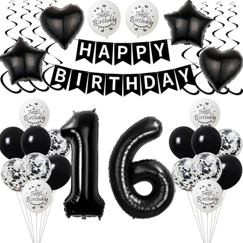 Schwarz Luftballon 16. Geburtstag Dekoration Junge Mädchen,deko 16 Jahre Geburtstag Junge,Geburtstagsdeko 16 Jahre Mädchen Folienballon 16. Geburtstag Junge Ballon 16. Geburtstag Junge Schwarz Schwarz Luftballon 16. Geburtstag Dekoration Junge Mädchen,deko 16 Jahre Geburtstag Junge,Geburtstagsdeko 16 Jahre Mädchen Folienballon 16. Geburtstag Junge Ballon 16. Geburtstag Junge Schwarz von Yishamei