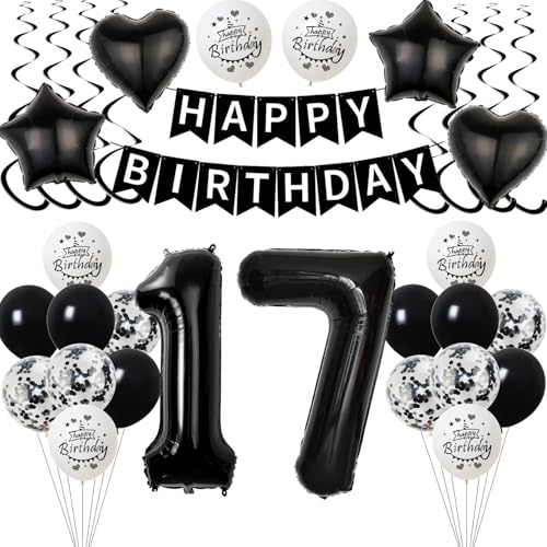 Schwarz Luftballon 17. Geburtstag Dekoration Junge Mädchen,deko 17 Jahre Geburtstag Junge,Geburtstagsdeko 17 Jahre Mädchen Folienballon 17. Geburtstag Junge Ballon 17. Geburtstag Junge Schwarz Schwarz Luftballon 17. Geburtstag Dekoration Junge Mädchen,deko 17 Jahre Geburtstag Junge,Geburtstagsdeko 17 Jahre Mädchen Folienballon 17. Geburtstag Junge Ballon 17. Geburtstag Junge Schwarz von Yishamei