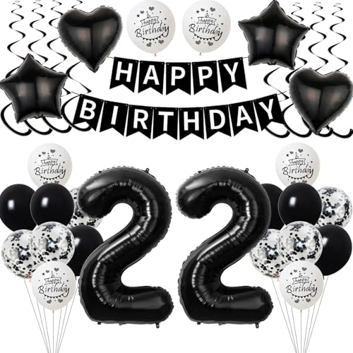 Schwarz Luftballon 22. Geburtstag Dekoration Mann Frauen,deko 22 Jahre Geburtstag Mann,Geburtstagsdeko 22 Jahre Frauen Folienballon 22. Geburtstag Mann Ballon 22. Geburtstag Männer Schwarz Schwarz Luftballon 22. Geburtstag Dekoration Mann Frauen,deko 22 Jahre Geburtstag Mann,Geburtstagsdeko 22 Jahre Frauen Folienballon 22. Geburtstag Mann Ballon 22. Geburtstag Männer Schwarz von Yishamei