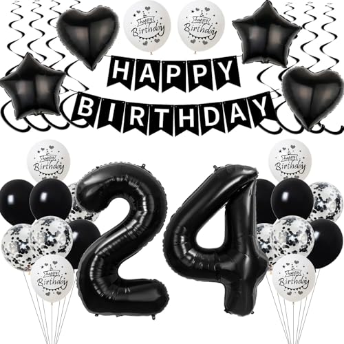 Schwarz Luftballon 24. Geburtstag Dekoration Mann Frauen,deko 24 Jahre Geburtstag Mann,Geburtstagsdeko 24 Jahre Frauen Folienballon 24. Geburtstag Mann Ballon 24. Geburtstag Männer Schwarz Schwarz Luftballon 24. Geburtstag Dekoration Mann Frauen,deko 24 Jahre Geburtstag Mann,Geburtstagsdeko 24 Jahre Frauen Folienballon 24. Geburtstag Mann Ballon 24. Geburtstag Männer Schwarz von Yishamei