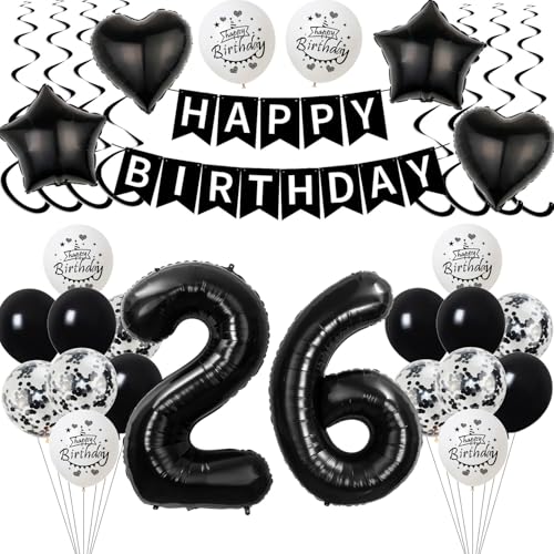 Schwarz Luftballon 26. Geburtstag Dekoration Mann Frauen,deko 26 Jahre Geburtstag Mann,Geburtstagsdeko 26 Jahre Frauen Folienballon 26. Geburtstag Mann Ballon 26. Geburtstag Männer Schwarz Schwarz Luftballon 26. Geburtstag Dekoration Mann Frauen,deko 26 Jahre Geburtstag Mann,Geburtstagsdeko 26 Jahre Frauen Folienballon 26. Geburtstag Mann Ballon 26. Geburtstag Männer Schwarz von Yishamei