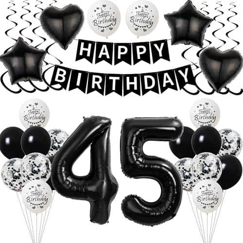 Schwarz Luftballon 45. Geburtstag Dekoration Mann Frauen,deko 45 Jahre Geburtstag Mann,Geburtstagsdeko 45 Jahre Frauen Folienballon 45. Geburtstag Mann Ballon 45. Geburtstag Männer Schwarz Schwarz Luftballon 45. Geburtstag Dekoration Mann Frauen,deko 45 Jahre Geburtstag Mann,Geburtstagsdeko 45 Jahre Frauen Folienballon 45. Geburtstag Mann Ballon 45. Geburtstag Männer Schwarz von Yishamei