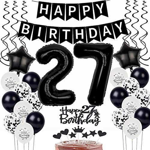 Schwarz Weiß Luftballons 27. Geburtstag Dekoration - Geburtstagsdeko für Mann und Frau - Tortendeko, Ballons und Happy Birthday Deko für 27 Jahre Schwarz Weiß Luftballons 27. Geburtstag Dekoration - Geburtstagsdeko für Mann und Frau - Tortendeko, Ballons und Happy Birthday Deko für 27 Jahre von Yishamei
