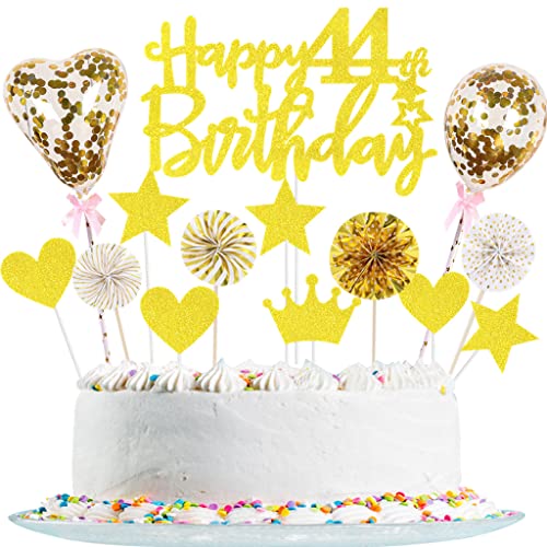 Tortendeko 44 Geburtstag Frau Mann Glitzer 44. Geburtstagstorte Topper Gold Cake Topper Deko 44 Geburtstag, Happy 44th Birthday Kuchendeko für 44. Geburtstag Party Kuchen Deko von Yishamei