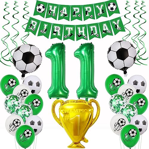 Yishamei Fußball 11 Geburtstag Deko Set: 31 Stück, Grün, Fußball-Ballon-Set, Ballon, Sport, Jungen (11 Jahre und jünger), Unisex, Kinder von Yishamei
