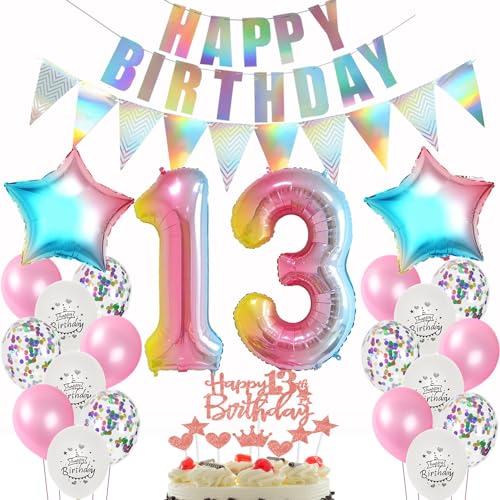 deko 13. geburtstag mädchen deko Rosa ballon 13. geburtstag mädchen Rosa Tortendeko 13 mädchen ,luftballon girlande 13. deko geburtstagsdeko 13 Jahre dekoration von Yishamei