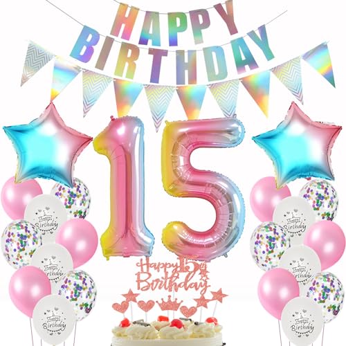 deko 15. geburtstag mädchen deko Rosa ballon 15. geburtstag mädchen Rosa Tortendeko 15 mädchen ,luftballon girlande 15. deko geburtstagsdeko 15 Jahre dekoration von Yishamei