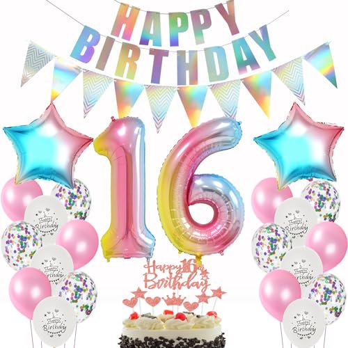 deko 16. geburtstag mädchen deko Rosa ballon 16. geburtstag mädchen Rosa Tortendeko 16 mädchen ,luftballon girlande 16. deko geburtstagsdeko 16 Jahre dekoration von Yishamei