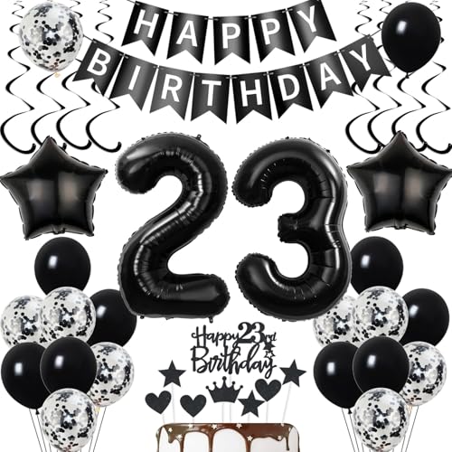 deko 23. geburtstag Frauen Mann deko Schwarz ballon 23. geburtstag deko Frau Mann luftballon 23. Tortendeko Schwarz geburtstagsdeko 23 Jahre Tortendeko 23 Männer von Yishamei