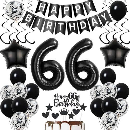 deko 66. geburtstag Frauen Mann deko Schwarz ballon 66. geburtstag deko Frau Mann luftballon 66. Tortendeko Schwarz geburtstagsdeko 66 Jahre Tortendeko 66 Männer von Yishamei