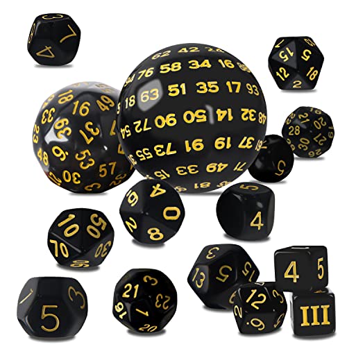 15PCS Polyedrische Würfel Set, Würfel Polyeder Würfel, DND Spiel Würfel, für Dungeon und Dragons, D&D, Pathfinder, Brettspiele, polyedrische Würfel in Schwarz Gold 15PCS Polyedrische Würfel Set, Würfel Polyeder Würfel, DND Spiel Würfel, für Dungeon und Dragons, D&D, Pathfinder, Brettspiele, polyedrische Würfel in Schwarz Gold von Yisscen
