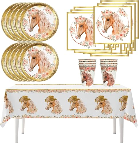 41 Stück Pferd Partygeschirr Set, Pferde Pappteller Becher Servietten Tischtücher, Pferde Deko Kindergeburtstag, Pferde Deko, Pferde Geburtstagsdeko, Deko Pferde Kindergeburtstag Deko 41 Stück Pferd Partygeschirr Set, Pferde Pappteller Becher Servietten Tischtücher, Pferde Deko Kindergeburtstag, Pferde Deko, Pferde Geburtstagsdeko, Deko Pferde Kindergeburtstag Deko von Yisscen