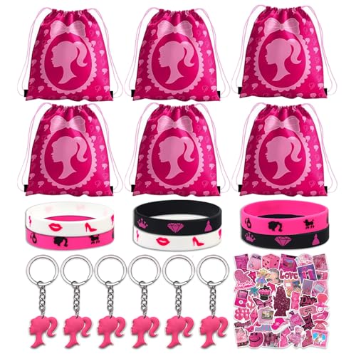 68Pcs Princess Kindergeburtstag Party Mitgebsel Set, 6 Kordelzug Party Tasche, 6 Schlüsselanhänger, 6 Silikonarmband, 50 Aufkleber für Kinder, Partytüten, für Kinder Geschenke Partyzubehör (B) 68Pcs Princess Kindergeburtstag Party Mitgebsel Set, 6 Kordelzug Party Tasche, 6 Schlüsselanhänger, 6 Silikonarmband, 50 Aufkleber für Kinder, Partytüten, für Kinder Geschenke Partyzubehör (B) von Yisscen