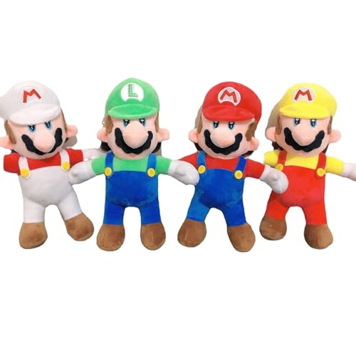 Yisscen 4Pcs Super Ma-Rio Plüsch, 25cm Cartoon Plüschtier, Kuscheltier Charaktere Spiel Thema Plüsch Puppe Spielzeug, für Kinder Geburtstagsgeschenke, Spielefans Spielzeug von Yisscen