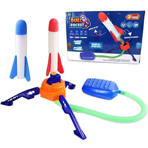 Yisscen Outdoor Spielzeug für Kinder mit Startpumpe und 2 Raketen aus Schaumstoff, Kinder Rocket Spielzeug, Rocket Launcher Set, Air Rocket Toy Rocket Spielzeug Geschenke, für Kinder ab 3 Jahre von Yisscen