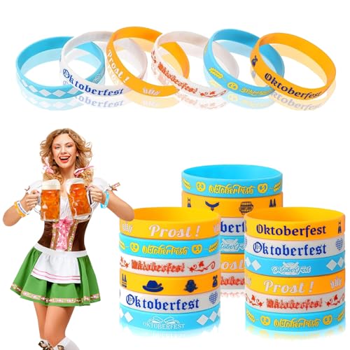Yistoi Oktoberfest Armband, 42 Stück Oktoberfest Partygeschenke Silikon Armbänder Gummi Armbänder Deko Oktoberfest Party Oktoberfest Accessoires(6 Designs) von Yistoi