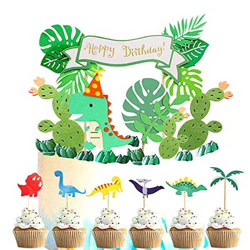 Dinosaurier Torten Deko Kinder Cake Topper Happy Birthday Tortendeko Cupcake Deko Pinata Geburtstag Junge (Dinosaurier 1) von Yitla