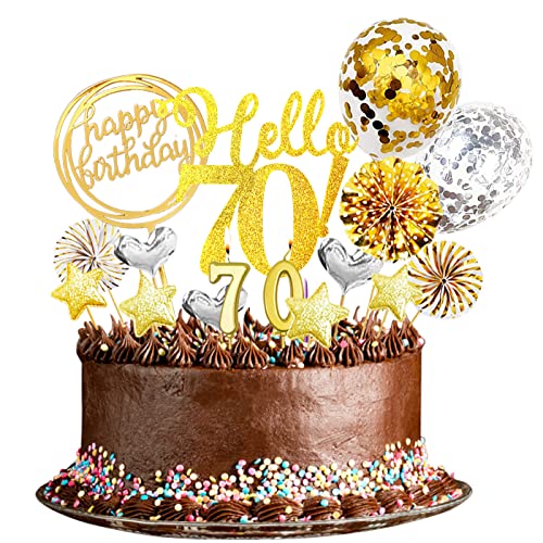 24 Stücke 70 Tortendeko Geburtstag Frau,70 Kuchen Deko Happy Birthday Tortendeko 70 Geburtstag Deko Cake Topper Mann Geburtstag Party(Gold Silber) (70) von Yitla