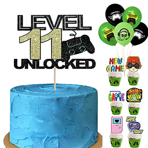 Tortendeko Geburtstag Junge Videospiel Torten Deko Gaming 24 Stück,11th Geburtstag Kuchen Deko Cake Topper Happy Birthday, "level 11 unlocked"Kuchen Dekorationen für Jungs (Level 11) Tortendeko Geburtstag Junge Videospiel Torten Deko Gaming 24 Stück,11th Geburtstag Kuchen Deko Cake Topper Happy Birthday, "level 11 unlocked"Kuchen Dekorationen für Jungs (Level 11) von Yitla