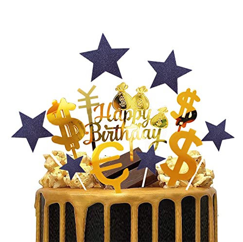 Yitla tortendeko Happy Birthday tortendeko Cake Topper torten deko tortendeko Geburtstag Mann Kuchen deko Cake Topper Happy Birthday geburtstagskerzen Mann Cupcake deko (Reich-Gold) von Yitla
