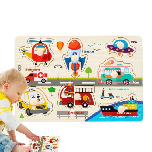 Yiurse Steckpuzzle-Spielzeug, Holzsteckpuzzles, Montessori-Puzzlespielzeug für Kinder, Buntes sensorisches Lernspielzeug, ergonomisches Puzzle-Spielzeug zur Verbesserung der Feinmotorik von Yiurse