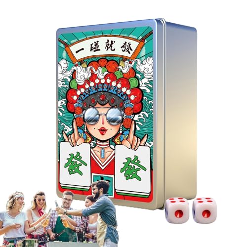 Yiurse Tragbares Mahjong-Set, Mahjong-Karten-Set | 146-teiliges chinesisches Mah-Jongg- und Mahjong-Poker-Set,Wasserdichtes Handheld-Poker, chinesisches Mah-Jongg, verdickte Mahjong-Spielkarten für von Yiurse
