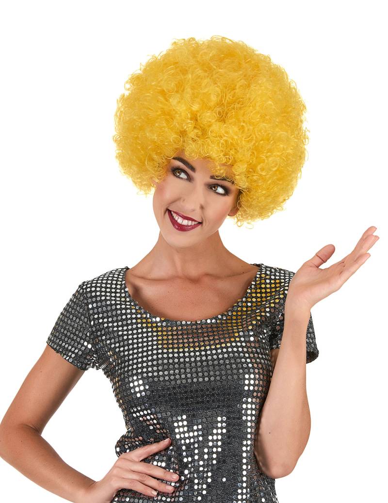 Afro-Perücke Karneval gelb von KARNEVAL-MEGASTORE