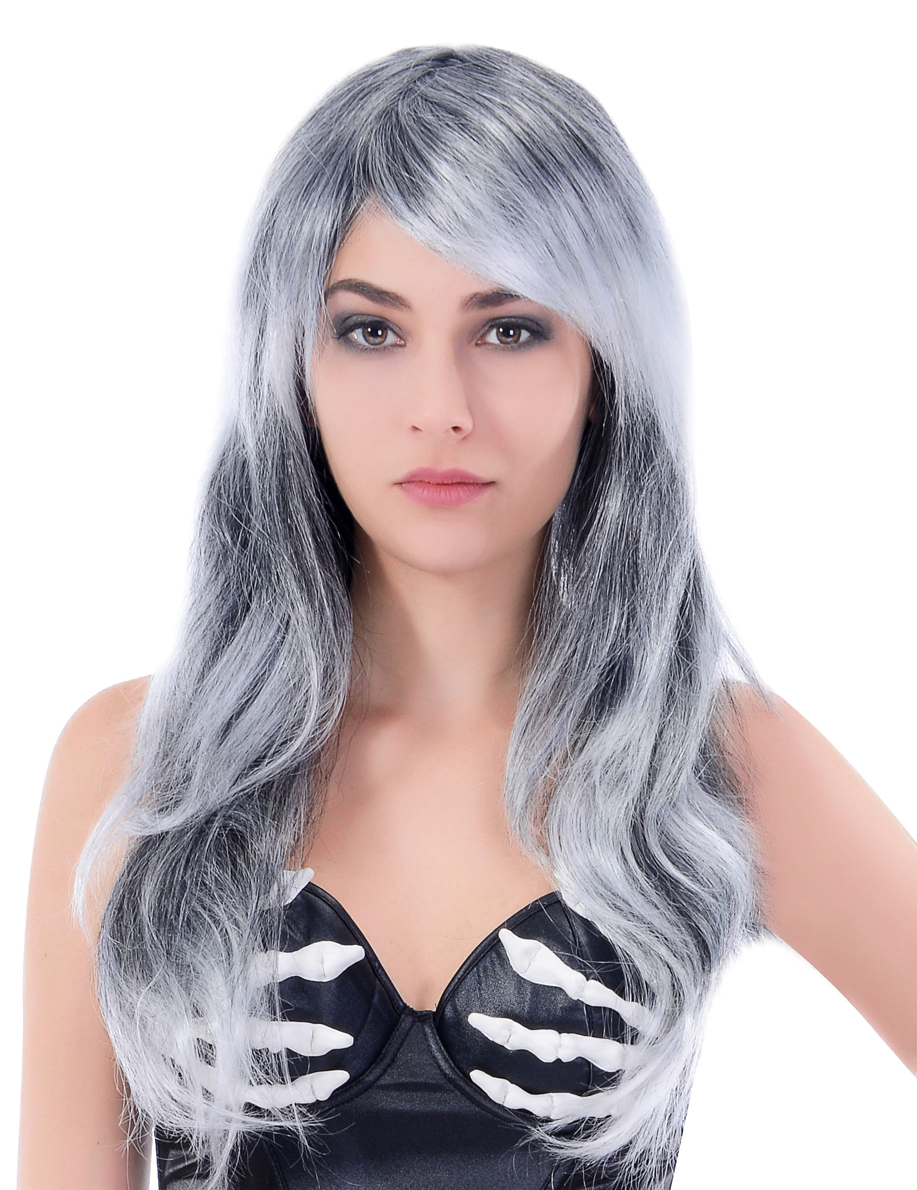 Damen-Perücke lang gewellt silber-grau Damen-Perücke lang gewellt silber-grau von BESTER NOVELTY