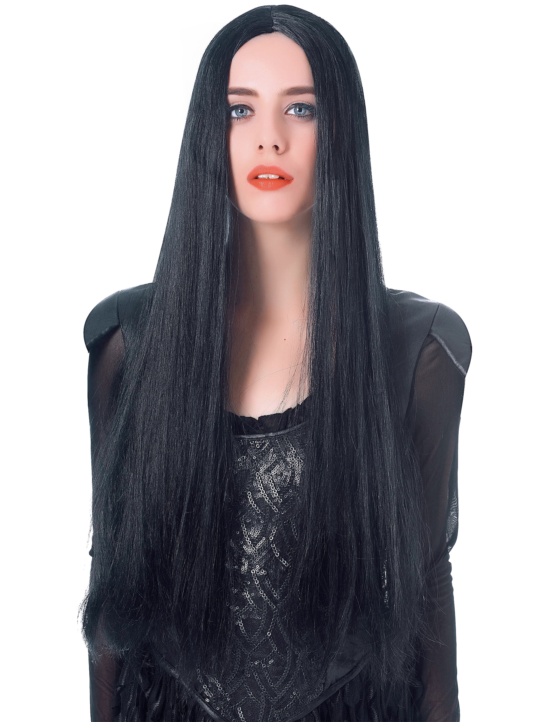 Extralange Halloween Damen-Perücke schwarz 75cm Extralange Halloween Damen-Perücke schwarz 75cm von BESTER NOVELTY