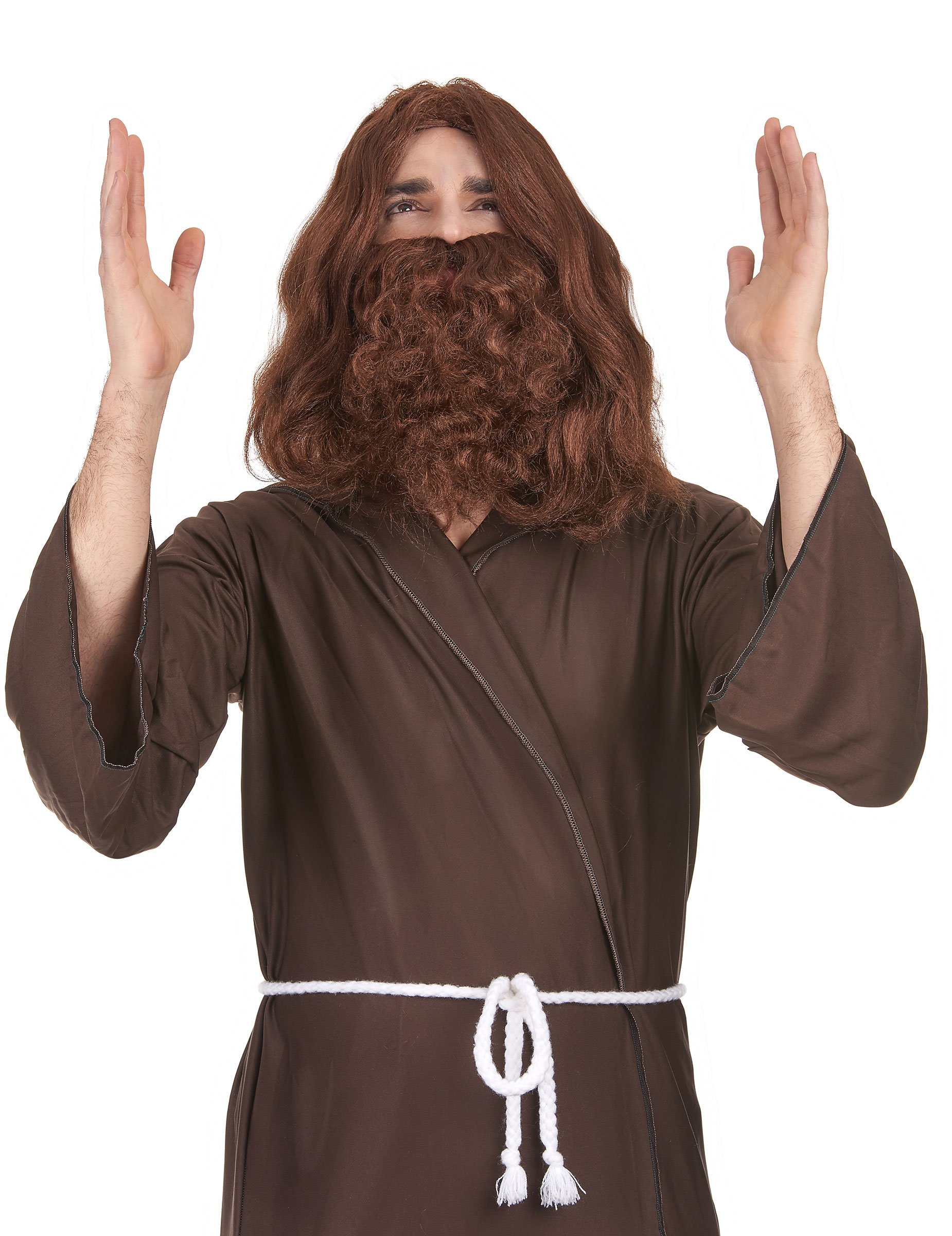 Heiliger Prophet Herrenperücke mit Bart braun von KARNEVAL-MEGASTORE