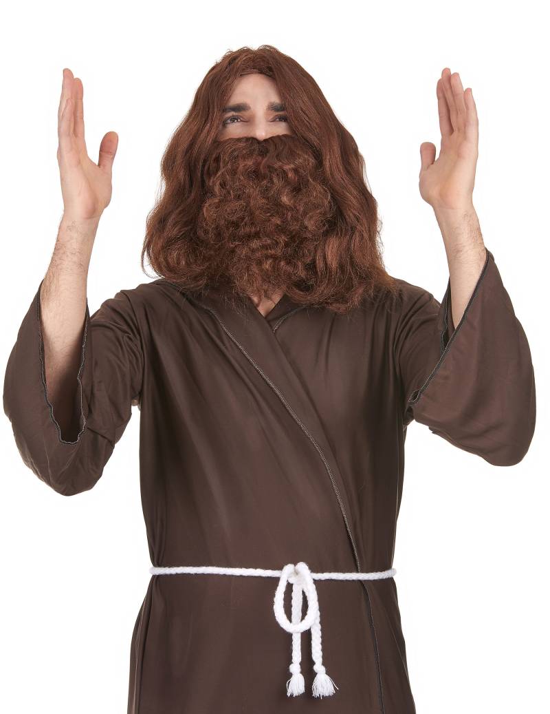 Heiliger Prophet Herrenperücke mit Bart braun von KARNEVAL-MEGASTORE