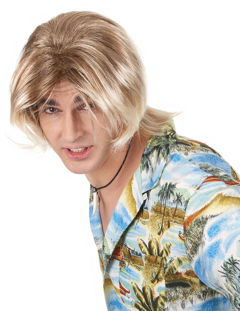 Retro Surfer Herrenperücke blond von KARNEVAL-MEGASTORE