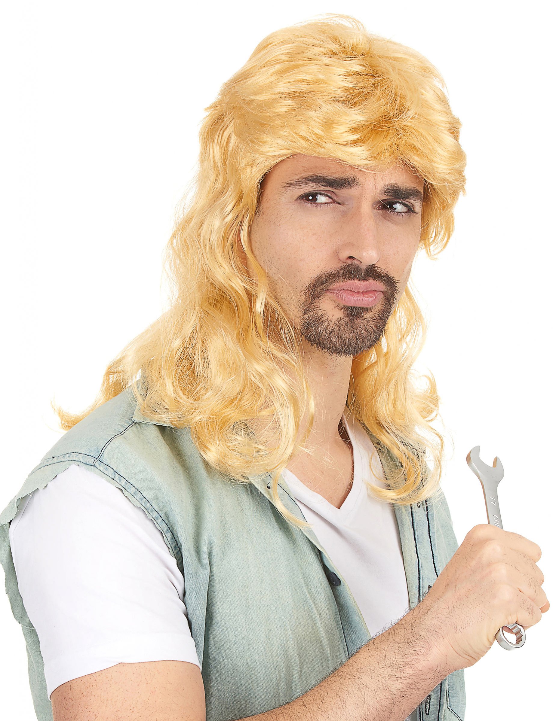Retro Vokuhila Herren-Perücke blond Retro Vokuhila Herren-Perücke blond von BESTER NOVELTY