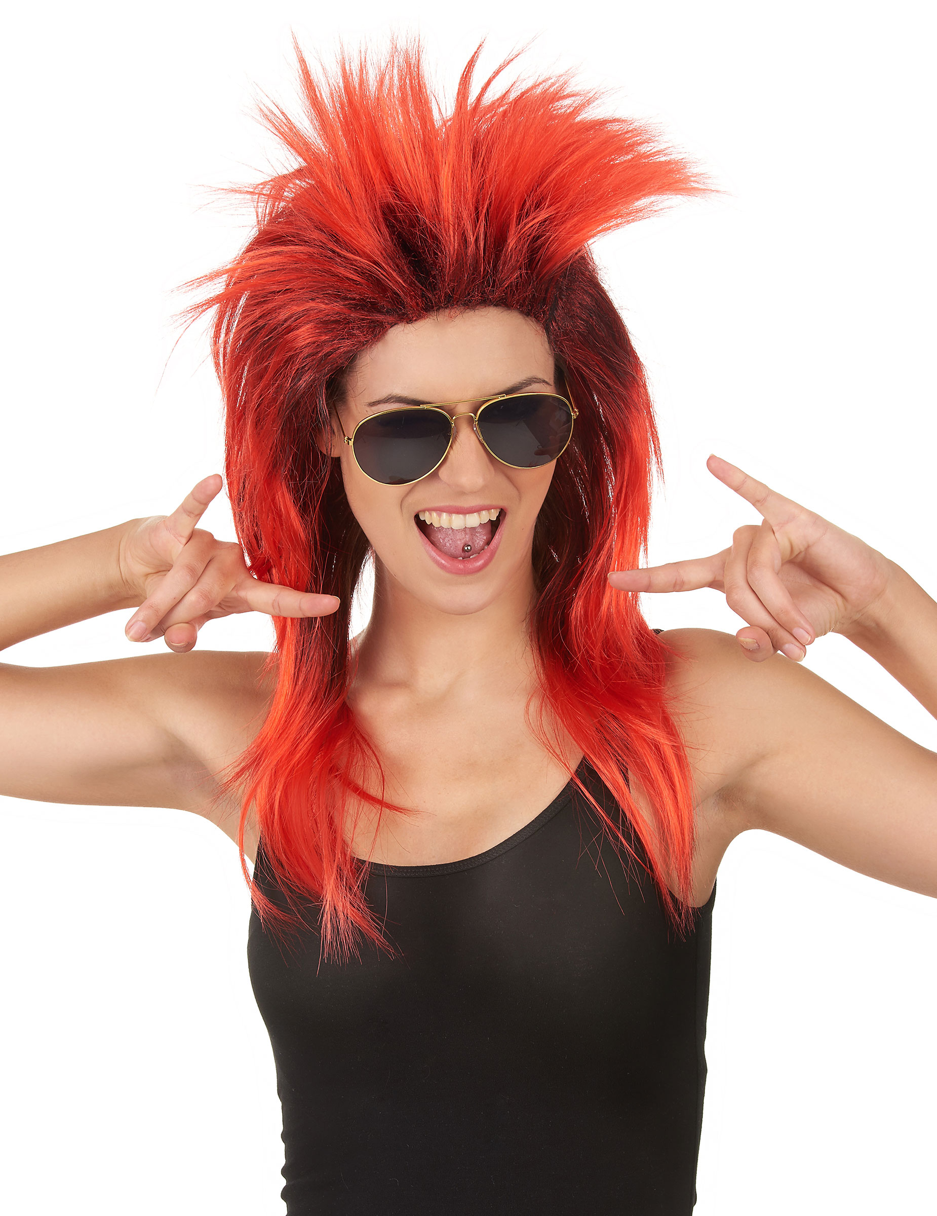 Rocksängerinnen-Damenperücke rot Rocksängerinnen-Damenperücke rot von KARNEVAL-MEGASTORE