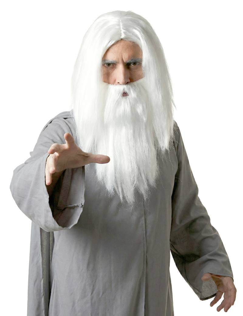Zauberer-Perücke mit langem Bart weiss Zauberer-Perücke mit langem Bart weiss von BESTER NOVELTY