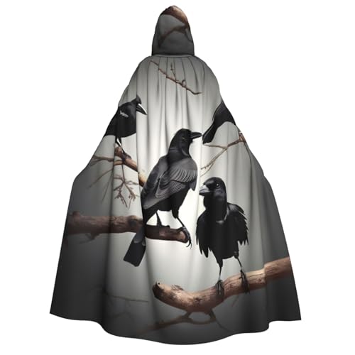 Schwarzer Krähenvögel auf einem Ast, Uni, Kapuzenumhang, Dekoration, Umhang, Cosplay-Kostüme, Halloween-Kapuzenmantel Schwarzer Krähenvögel auf einem Ast, Uni, Kapuzenumhang, Dekoration, Umhang, Cosplay-Kostüme, Halloween-Kapuzenmantel von Yiyilong