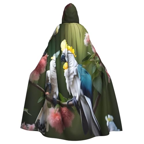 Uni Schöner Kakadu Vogel Blumendruck Halloween Weihnachten Cosplay Kapuze Erwachsene Party Dekoration Kapuzenumhang von Yiyilong