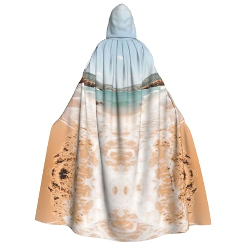 Yiyilong Kapuzenumhang mit Strandmotiv und Meeresvögeln, Uni, für Erwachsene, Dekoration, Cosplay-Kostüme, Halloween-Kapuzenmantel von Yiyilong