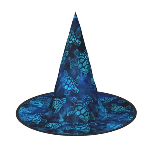 Yiyilong Meeresschildkröte, blauer Druck, Halloween-Hexenhut, Dekorationen für Halloween-Party, Cosplay-Zubehör. von Yiyilong