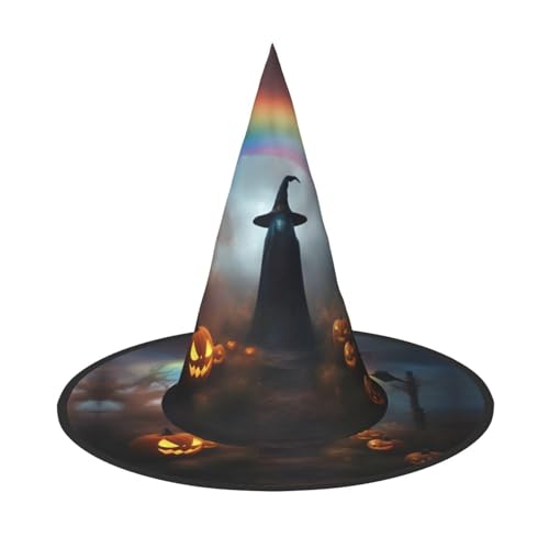 Yiyilong Regenbogen Halloween Geist Hexenhut Spinnen Druck Halloween Hexenhut Dekorationen für Halloween Party Cosplay Kostüm von Yiyilong