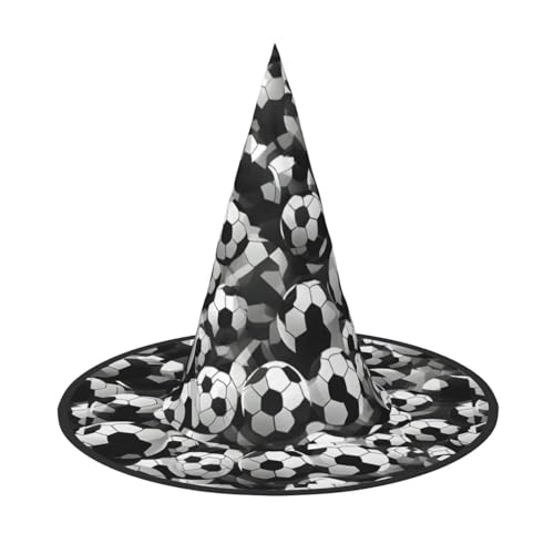 Yiyilong Schwarz-weißes Fußball-Muster, Halloween-Hexenhut, Dekorationen für Halloween, Party, Cosplay-Kostüm Yiyilong Schwarz-weißes Fußball-Muster, Halloween-Hexenhut, Dekorationen für Halloween, Party, Cosplay-Kostüm von Yiyilong
