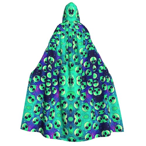 Yiyilong Umhang mit grünem Alien-Druck, Uni, für Erwachsene, mit Kapuze, Dekoration, Cosplay-Kostüme, Halloween-Kapuzenmantel Yiyilong Umhang mit grünem Alien-Druck, Uni, für Erwachsene, mit Kapuze, Dekoration, Cosplay-Kostüme, Halloween-Kapuzenmantel von Yiyilong