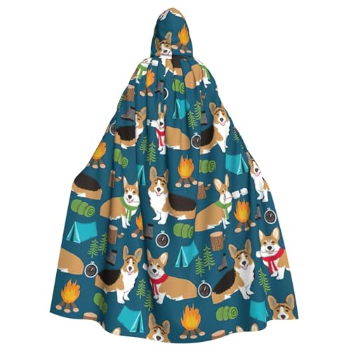 Yiyilong Uni Corgi Print Halloween Weihnachten Cosplay Kapuzen Erwachsene Party Dekoration Kapuzenumhang von Yiyilong
