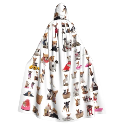 Yiyilong Uni Cute Chihuahua Mops Pattern Print Halloween Christmas Cosplay Hooded Adult Party Decoration Hooded Cape von Yiyilong