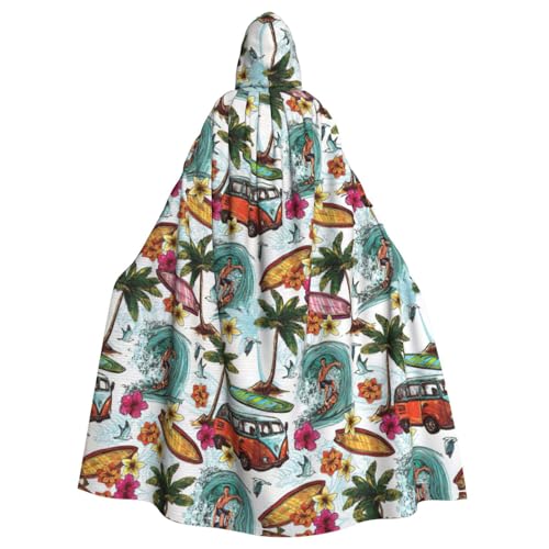 Yiyilong Uni Hawaiianischer Surfer auf gewelltem Druck Halloween Weihnachten Cosplay Kapuze Erwachsene Party Dekoration Kapuzenumhang von Yiyilong