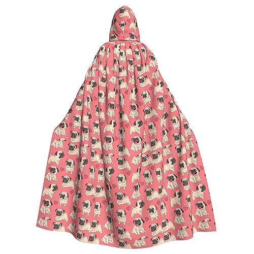 Yiyilong Uni Lustiger Cartoon-Mops-Welpen-Hunde-Druck, Halloween, Weihnachten, Cosplay, mit Kapuze, Erwachsenen-Party-Dekoration, Kapuzenumhang. von Yiyilong